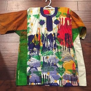 Multicolored Traditional African Print Dashiki